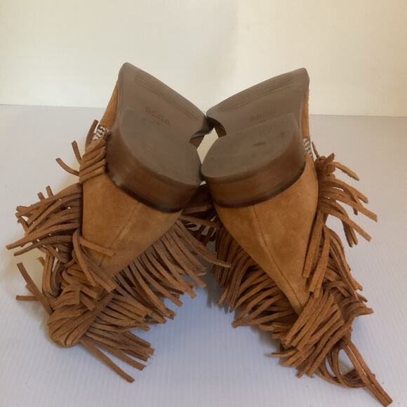 Zara Trafaluc Suede Fringe Western Boho Ankle Boots Size 36 Festival Western - Picture 9 of 9